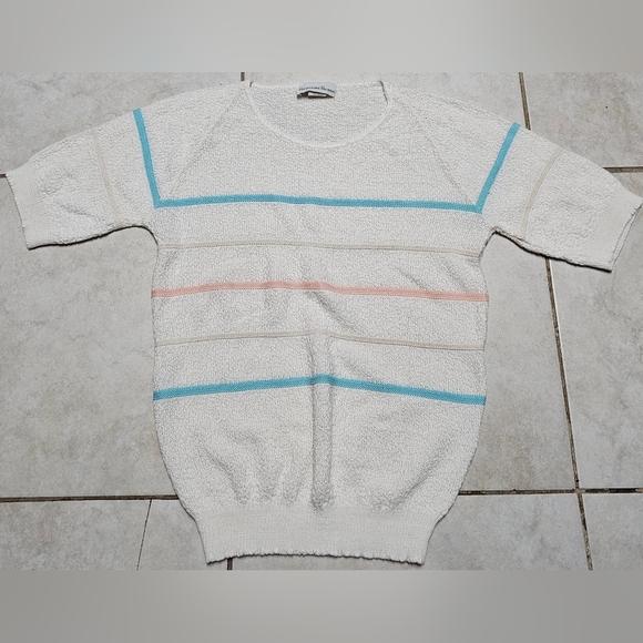 Vintage separate scene short sleeve sweater 80s medium - Picture 1 of 4